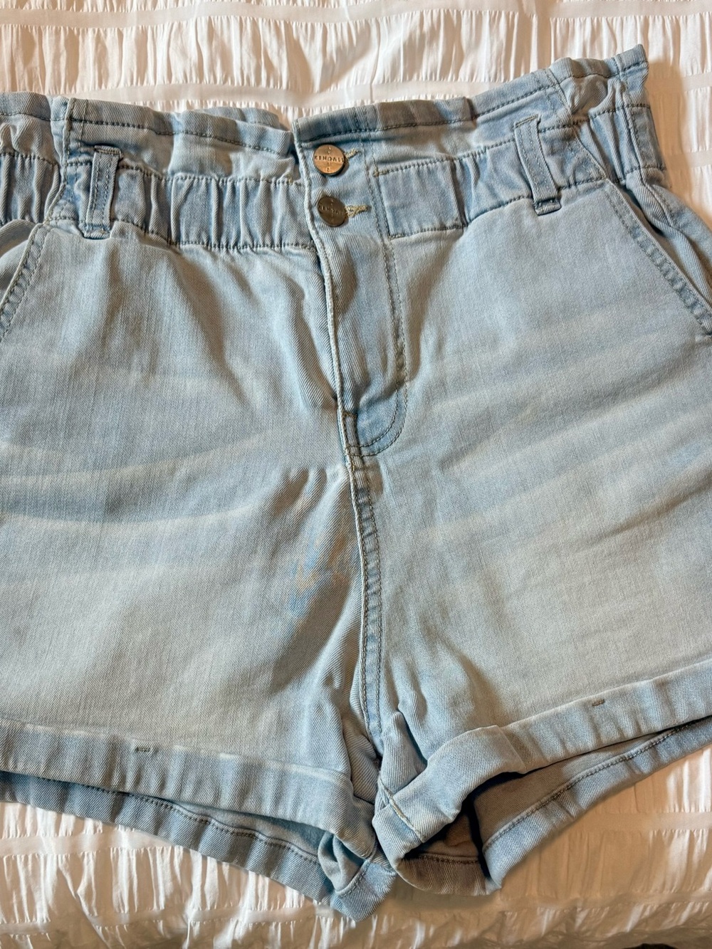 Kendall & Kylie Light Wash Denim Paperbag Shorts